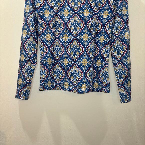 J. McLaughlin Quarter Zip- Catalina Cloth Blue Printed Sporty Pullover- Small - Picture 8 of 10